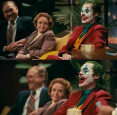 the joker and his family are sitting together