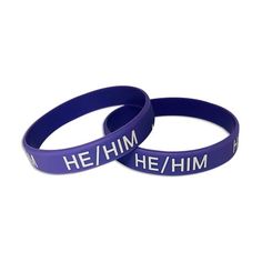 These he him pronoun silicone bracelets are made of high quality 100% silicone that you can see and feel. The bracelets are embossed with the words He Him and are approximately 8 inches in circumference. Layered Bangles, Relationship Bracelets, Bangle Bracelet Set, Silicone Bracelets, Couple Bracelets, Bead Charm Bracelet, Matching Bracelets, Beaded Stretch Bracelet, Bracelets And Charms