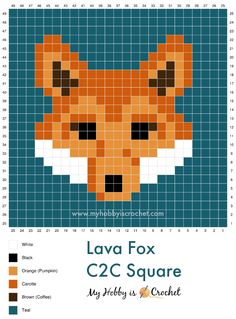 a cross stitch pattern with the words lava fox and an image of a dog's head