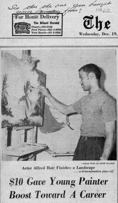 an old newspaper article features a man painting