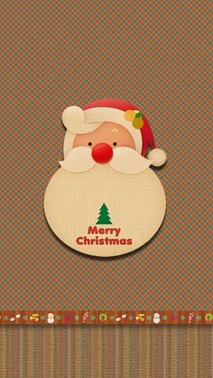 a christmas card with a santa clause on it's face and the words merry christmas written