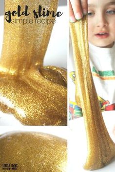 a little boy that is standing up with some gold glitter