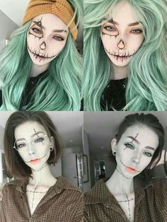 Maquiagem para Halloween Dia das bruxas Idéias para fantasias. Makeup Inspiração para festas College Halloween Parties, Diy Halloween Costumes For Girls, Anime Halloween, Halloween Cake