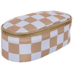 Dimensions: 4.13" H x 8.5" W x 3.69" D Material: Fabric & Metal Color: Tan, White & Gold Pattern: Check Quantity: 1 Care: Do Not Wash Keep your things organized on the go with this Checkered Oval Pouch. The pouch has a long oval body with a retro checker pattern and a zipper opening around the top. Its smooth but fun design makes it great for customizing with vinyl or iron-on designs. Personalize this handy pouch for an accessory that matches your unique style. Checker Pattern, Gold Pattern, Fun Design, Checkered Pattern, The Pouch, Scrapbook Paper Crafts, Hobby Lobby, Metal Color, Scrapbook Paper