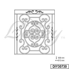 an ornamental design in the form of a square with swirls and scrolls on it