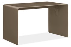 a brown table with a curved top