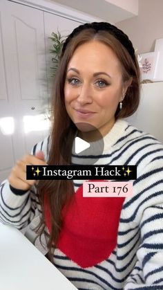 a woman with long hair is holding up a sign that says instagram hack part 76