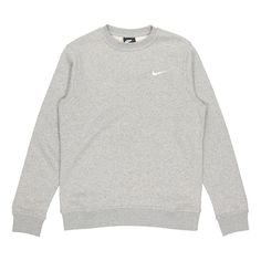 Men's Nike Fleece Lined Embroidered Small Logo Classic Sports Gray 916609-063 (Embroidery/Gift Recommend) Gray Sporty Sweatshirt With Logo, Gray Sporty Sweatshirt With Logo Detail, Sporty Gray Sweatshirt With Logo, Gray Crew Neck Sweatshirt With Logo, Sports Crew Neck Sweatshirt With Logo, Sports Crew Neck Sweatshirt With Logo Detail, Nike Heather Grey Sweatshirt For Sports, Gray Sporty Sweatshirt With Embroidered Logo, Classic Sports Sweatshirt With Ribbed Cuffs