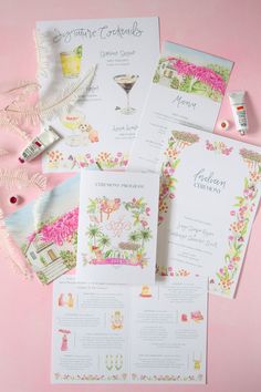 the wedding stationery is laid out and ready to be used