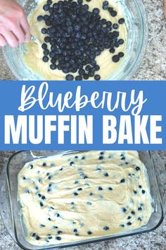 blueberry muffin bake in a glass bowl with the batter mixed into it