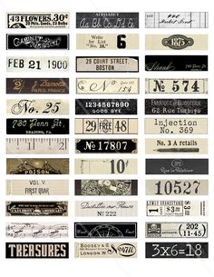 several different types of labels with numbers on them