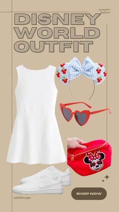 the disney world outfit is shown with sunglasses, headbands and mickey mouse ears