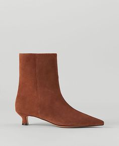 Step up your style game with our suede booties - the ultimate everyday luxury. Pointy toe. Padded footbed for complete comfort. 1 1/2" heel.,Imported:Imported,Fabrication:Leather Pointy Toe Suede Bootie by Ann Taylor Size regular - 7 Penny Brown Women's Low, Booties, Footwear, Leather Petite Fashion, Everyday Luxury, Brown Shoes, Everyday Luxuries, Brown Shoe, Shoes Booties, Suede Booties, Leather Fashion, New Shoes