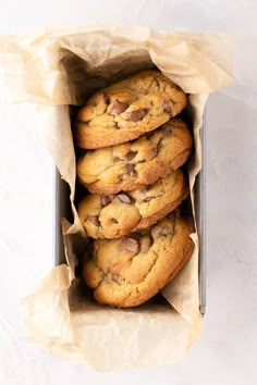 chocolate chip cookies in a paper bag