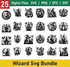 the wizard svg bundle includes 25 different designs