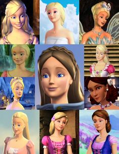 many different pictures of the princesses