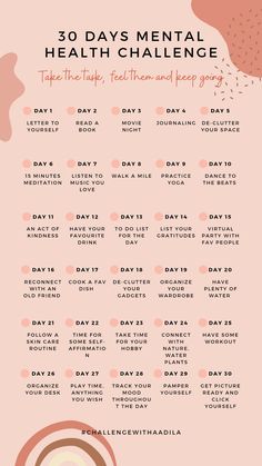 Morning Routine Challenge 30 Day, Mental Health Challenge, Daglig Motivation, Mental Health Plan, Mental Health Activities, Health Activities, Writing Therapy