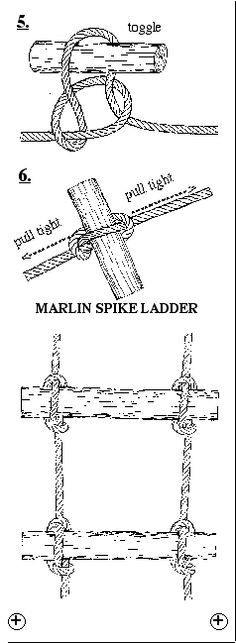 the diagram shows how to tie a rope around a wooden cross and two different types of ropes