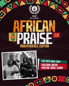 the poster for african praise, featuring an image of two women