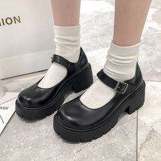 Lolita Shoes Women Japanese Mary Jane Shoes Women Vintage Girls Students JK Uniform High Heel Platform Shoes Cosplay Plus Size Sepatu Platform, Harajuku Shoes, Cosplay Plus Size, Mary Jane Platform Shoes, Girls High Heels, Zapatos Mary Jane, Punk Shoes, Platform Boots Chunky, Dr Shoes