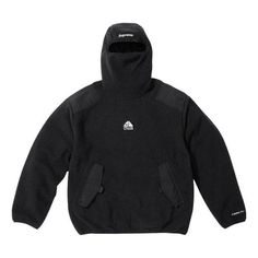 Supreme x Nike ACG Fleece Pullover 'Black White' SUP-FW22-221 Black Fleece Funnel Neck Outerwear, Black Tops For Winter Outdoor Activities, Black Winter Tops For Outdoor Activities, Winter Funnel Neck Top For Outdoor, Midweight Fleece Tops For Winter, Black Fleece Jacket For Winter Sports In Fall, Black Fleece Outdoor Tops, Black Fleece Tops For Outdoor, Black Fleece Jacket For Fall Winter Sports