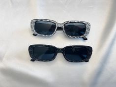 wanna have a fun, trendy, and blinged out accessory perfect for cute pics and parties? these are the perfect sunglasses for any occasion and they make the best accessories for fun nights out or props in general! these are made for the intention of parties and for taking pictures, so i wouldn't recommend wearing them with the purpose of protecting your eyes from the sun. Rectangular Tinted Sunglasses For Parties, Elegant Rectangular Sunglasses For Party, Trendy Rectangular Party Sunglasses, Elegant Rectangular Party Sunglasses, Trendy Party Sunglasses With Rhinestones, Trendy Rhinestone Party Sunglasses, Bedazzled Sunglasses, Cute Pics, Best Accessories