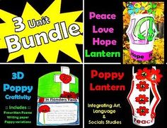 four different posters with the words 3 unit bundle and poppy lanternen on them,