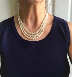 "This Crown inspired Queen Elizabeth style 3 strand pearl necklace will accent your special day and be your favorite jewelry to wear. I will make this graduated European crystal pearl necklace custom just for you in either white or ivory/cream (select at checkout). This keepsake necklace is made with 4mm, 5mm, 6mm & 8mm European crystal pearls in ivory/cream or white (don't settle for cheap glass pearls). Customize to your desired length. Pic #1 is 18\" Pic #2 is 20\" Give me the length of t Queen Elizabeth Pearl Necklace, Queen Elizabeth Style, How To Wear Pearls, Graduated Pearl Necklace, Keepsake Necklace, Grey Pearl Necklace, Layered Pearl Necklace, Stone Necklace Set, Pearls Wedding