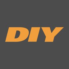 the word diy is written in yellow on a gray background with an orange stripe