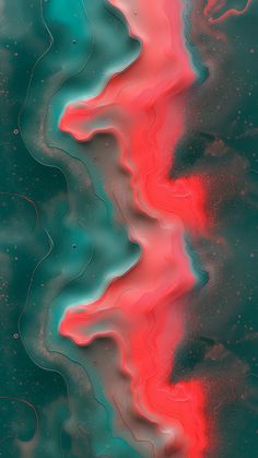 an abstract painting with red and green colors