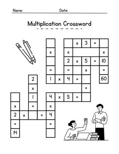 the worksheet for addition and subtraction crosswords is shown in black and white