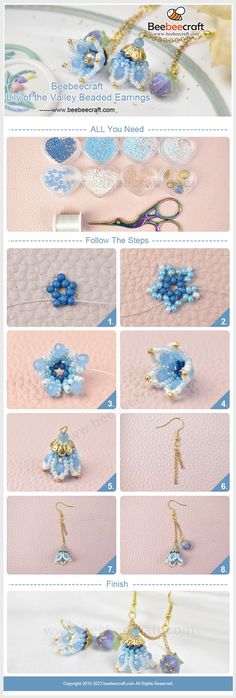 the instructions for how to make beaded flower necklaces with beads and pearls on them