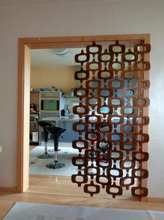 a room divider made out of wood and metal