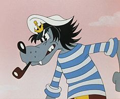 a cartoon horse wearing a sailor's outfit and holding a pipe in its mouth