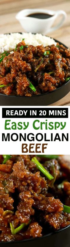 the recipe for easy crispy mongolian beef is ready in 20 mins