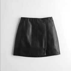 Brand New Black Leather Skirt Billie Eilish Concert Outfit, Black Mini Skirt Outfit, Leather A Line Skirt, Black Leather Mini Skirt, Black Leather Skirt, Gingham Skirt, Women's Bottoms, Miniskirt Outfits, Black Leather Skirts