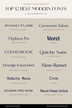 12 Modern Fonts That Will Elevate Your Designs Modern Font Canva, Modern Font Pairings Canva, Magazine Fonts Canva, Magazine Font Canva, Modern Fonts Canva, Modern Font Combinations, Squarespace Font Combinations, Best Squarespace Fonts, Modern Canva Fonts