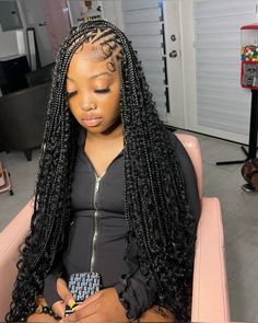 Brown Flip Over Fulani Braids, 16 Birthday Hairstyles Braids, Fulani Braids With Highlights, Quick Weave With Braids On Top, Knotless Mid Back, Tribals With Knotless Braids Bohemian, Flipover Fulani Knotless, Boho Flip Over Fulani Braids, Fulani Quickweave