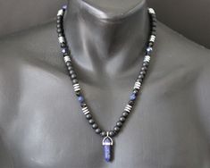 Men's Necklace Lapis Lazuli Onyx Boho Long Adjustable Protection Yoga Mala Gemstone Hematite Beaded Necklace Gift For Him Mother's Day Gift Free fast shipping 3-5 business days delivered to the purchaser all necklaces -ALL THE PRODUCTS AT ELISAJEWELRYART ARE HANDMADE AND MADE WITH NATURAL BEADS. -WHAT DOES THE ONYX STAND FOR A powerful protection stone, Black Onyx absorbs and transforms negative energy, and helps to prevent the drain of personal energy. Black Onyx aids the development of emotion Amethyst Properties, Yoga Mala, Personal Energy, Necklace Amethyst, Hematite Beads, Onyx Bead, White Necklace, Men's Necklace, Adjustable Necklace