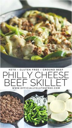 the recipe for phily cheese beef skillet is shown