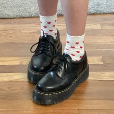 Black Leather Combat Boots, Shoes And Socks, The Cardigans, Heart Socks, Leather Combat Boots