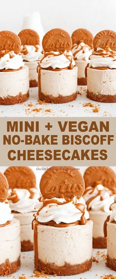 mini biscoff cheesecakes with whipped cream