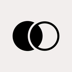 two circles are shown in black on a white background, one is half circle and the other half has an oval