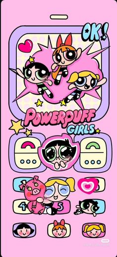 the powerpuff girls theme is shown in pink