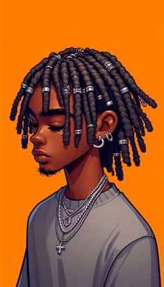 a drawing of a man with dreadlocks on his head