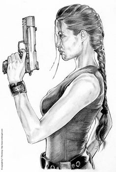 Angelina Jolie began her reign as an action star by playing video game heroine Lara Croft in 2001's "Lara Croft: Tomb Raider." Description from pinterest.com. I searched for this on bing.com/images Tomb Raider Angelina Jolie, Easy Pencil Drawings, Portrait Au Crayon, Pink Drawing, Istoria Artei, Couple Drawing, Pencil Sketch Drawing, Drawing Eyes, Girl Drawing Sketches