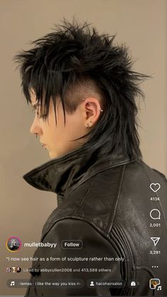 Male Alt Hairstyles, Punk Rock Mullet, Deathhawk Men, Messy Faux Hawk, Men’s Alt Hairstyles, Punk Wolfcut, Spiked Mullet, Mens Alternative Hairstyles, Mohawk Aesthetic