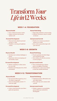 Ready to transform your life? Discover how to become the best version of yourself in just 12 weeks with this easy-to-follow guide. Covering physical health, mental well-being, personal development, and relationship growth, this plan will help you create lasting change. Start your journey to a better you today!  Personal Growth, Self Improvement, 12 Week Transformation, Life Goals, Healthy Habits, Wellness Plan, Motivation, Cool Rich Aunt, Lifestyle Tips, Elevate Everyday High Version Of Yourself, Self Transformation Ideas, Things To Improve Mental Health, How To Change My Lifestyle, Elevate My Life, Planning Your Life, How To Become My Best Self, Transform Your Life In 12 Weeks, How To Become Better Version Of Yourself