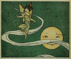 an image of a fairy flying over the moon