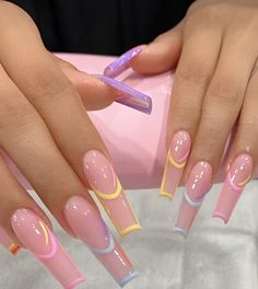 Custom Nails, Art Guide, Professional Manicure, Nail Drills, Colorful French, Nails Cute, French Acrylic Nails, Nails Fake, Long Acrylic Nails Coffin